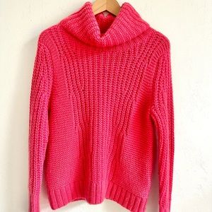Banana Republic Pink Berry Thick Soft Cozy Chinky Knit Turtleneck Winter Sweater